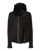 Intermix Yves Salomon Reversible Black Shearling Coat Black 34