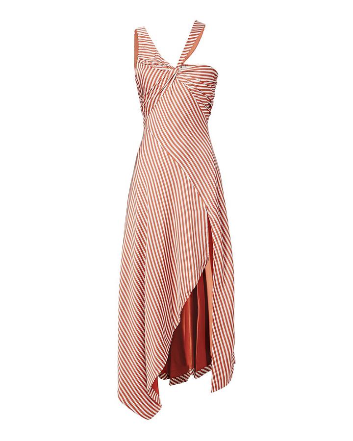 Jonathan Simkhai Stripe Twist Ruffle Dress White 4