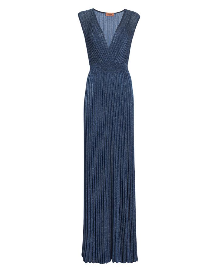 Missoni Lurex Pleated Gown Navy 38