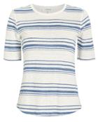 Frame 70's Striped Linen Tee White/blue Stripe S