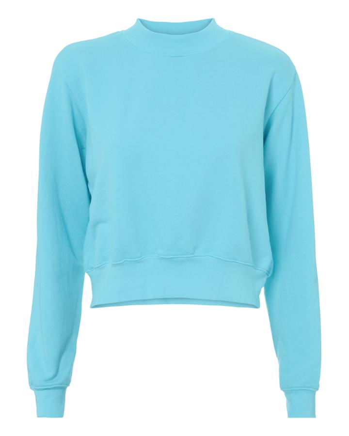 Cotton Citizen Milan Aqua Cropped Sweatshirt Blue-lt P