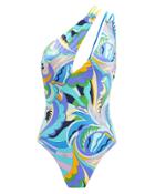 Emilio Pucci Cutout One Piece Swimsuit Blue/print 42