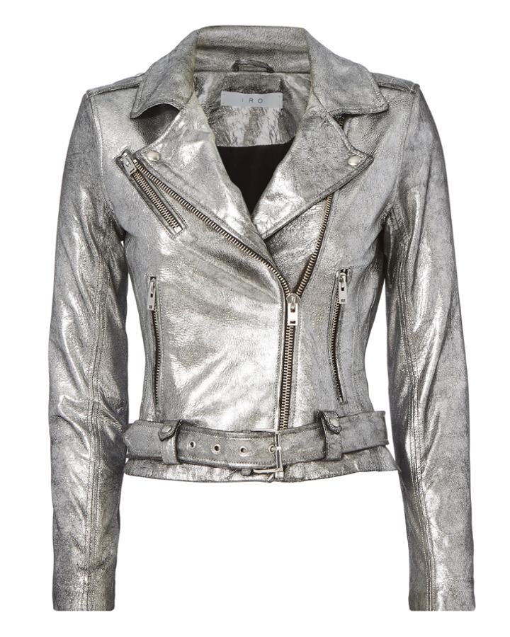 Iro Brooklyn Silver Leather Moto Jacket