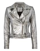 Iro Brooklyn Silver Leather Moto Jacket