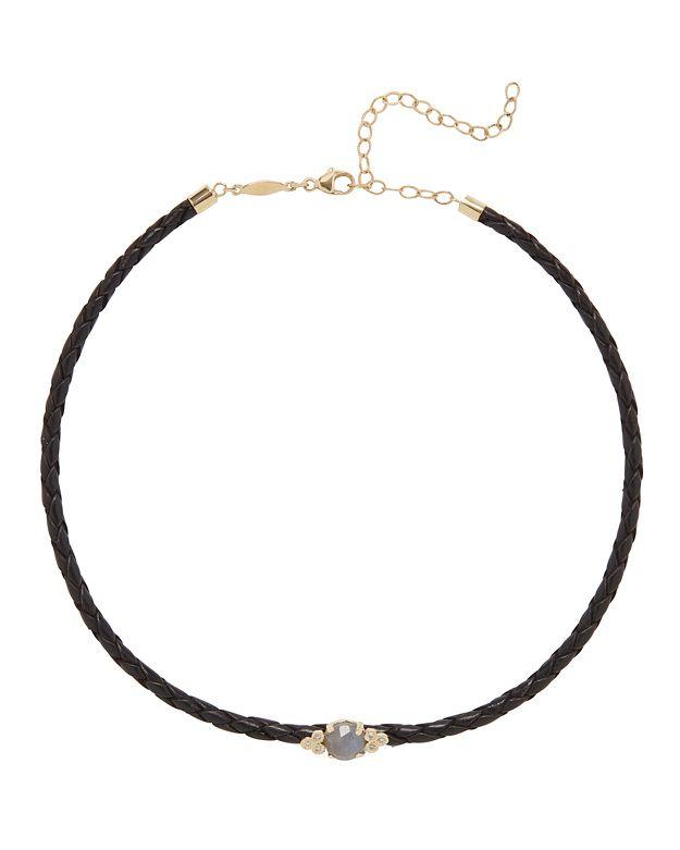 Jacquie Aiche Labradorite/diamond Leather Choker