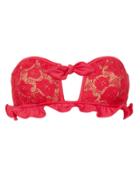 For Love & Lemons Sm For Love & Lemons Beverly Coral Lace Bandeau Top Red P