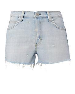 Amo Babe Floral Embroidery Cut Off Shorts