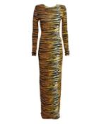 Alexandre Vauthier Tiger Striped Stretch Jersey Gown Tiger Stripe M