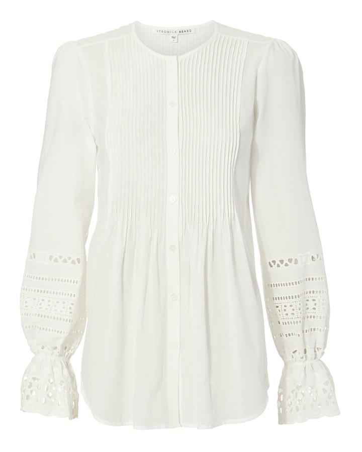 Veronica Beard Mili Eyelet Top White 4