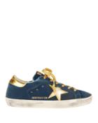 Golden Goose Superstar Blue Velvet Gold Star Sneakers Navy 36