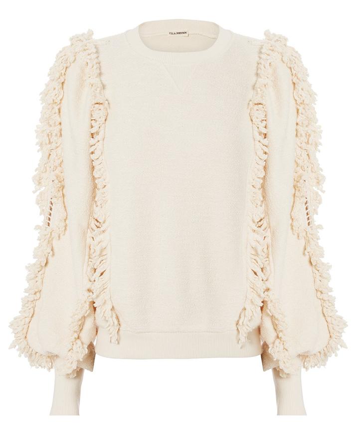 Ulla Johnson Hali Fringe Pullover Ivory S