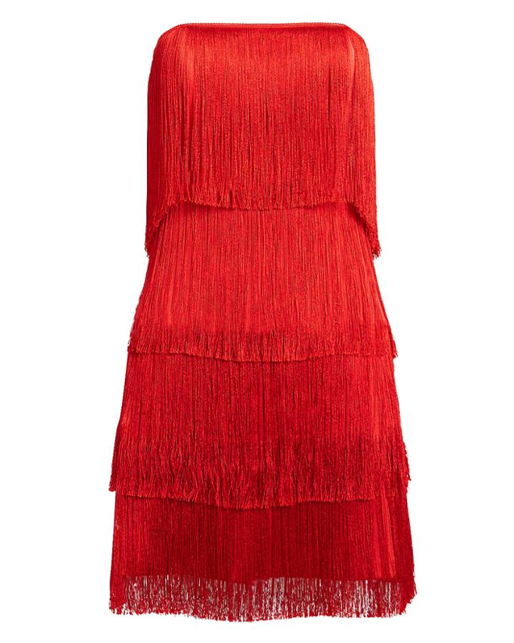 Alexis Rosmund Fringe Dress Red S