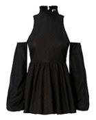 Caroline Constas Swiss Dot Cold Shoulder Top