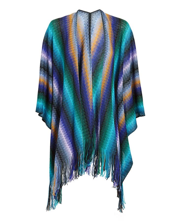 Missoni Usa Multicolor Mantle Cape Blue/stripes 1size
