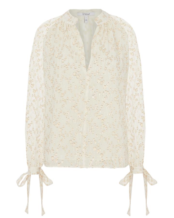 Derek Lam 10 Crosby Lurex Chiffon Blouse Pri-abstract Zero