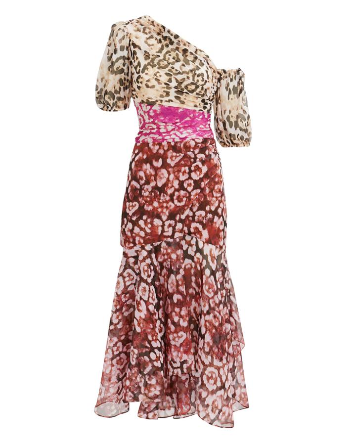 Amur Jaylah Mixed Animal Print Dress Brown/pink/red Leopard 2