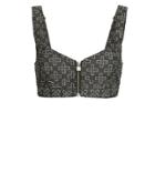 Ksubi Fantasy Monogram Crop Top Black Denim M