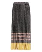 Derek Lam 10 Crosby Pleated Lurex Knit Skirt Metallic Silver L