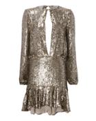 Alexis Tamera Silver Sequin Keyhole Mini Dress