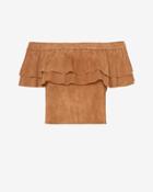 Designers Remix Charlotte Eskildsen Exclusive Erin Off The Shoulder Suede Ruffle Top