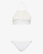 Suboo Ruffle Halter Bikini: White- Final Sale