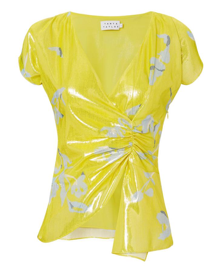 Tanya Taylor Bella Metallic Top Yellow Zero