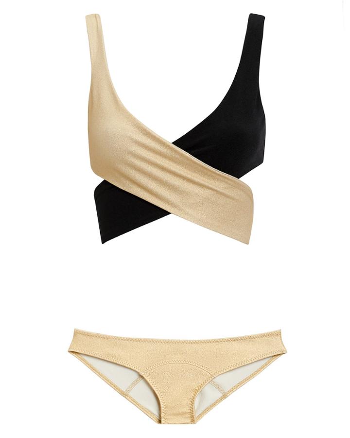 Lisa Marie Fernandez Marie Lousie Wrap Bikini Black/gold 2