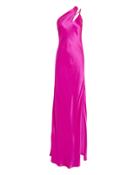 Michelle Mason One Shoulder Gown Pink Zero