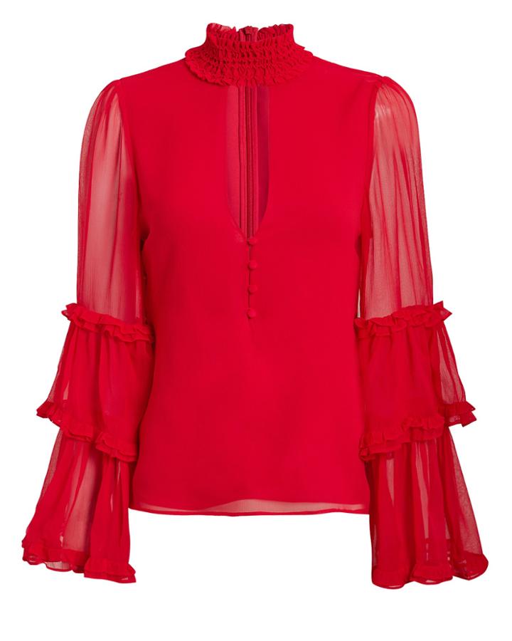 Alexis Hiro Choker Neck Red Blouse Red S