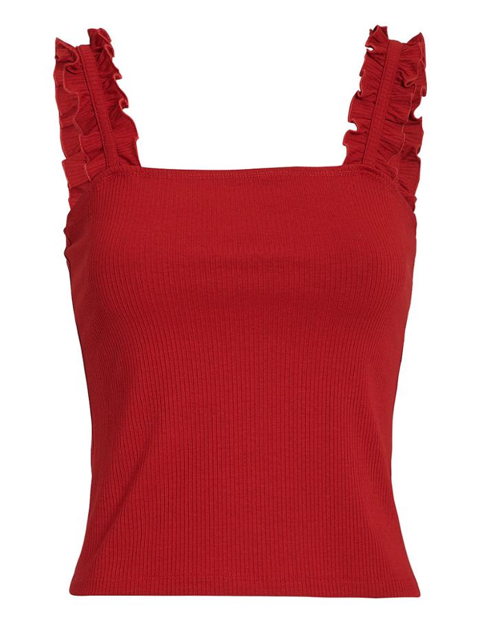 Exclusive For Intermix Intermix Ivy Ruffle Tank Red L