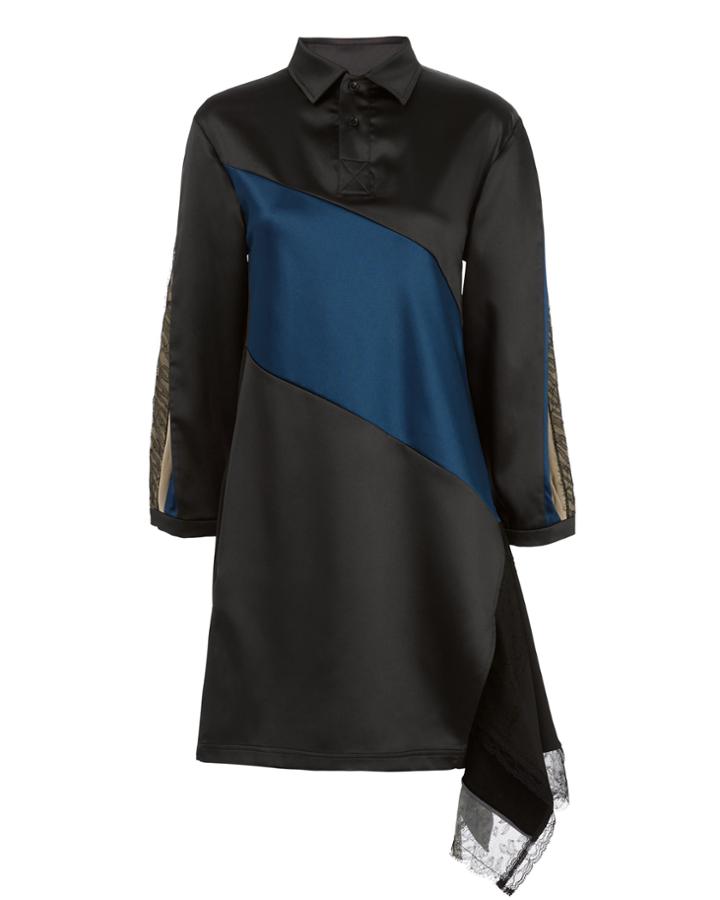 Koche Asymmetric Hem Polo Dress Blue-drk 34