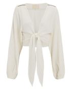 Annak Anaak Bianca Tie Front Top Ivory/black Zero