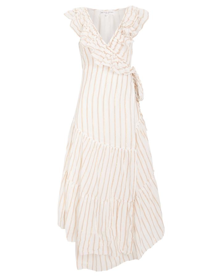 Apiece Apart Nueva Costa Maxi Dress Ivory/rose Metallic 8