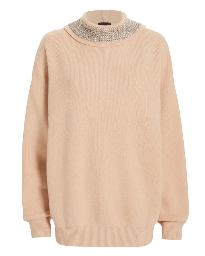 Alexander Wang Crystal Turtleneck Pullover Blush S