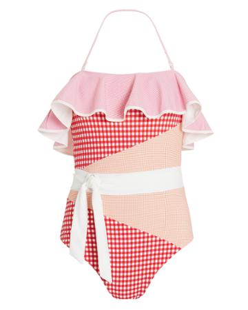 Marysia Greenport One Piece Gingham Swimsuit Red/orange/white P