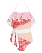 Marysia Greenport One Piece Gingham Swimsuit Red/orange/white P