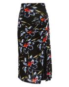 Diane Von Furstenberg Side Cinched Midi Skirt Black/floral M