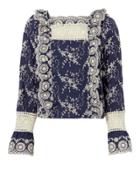 Nightcap Clothing Clementine Embroidered Blouse Navy P