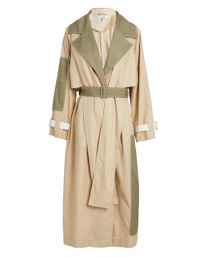 Ganni Colorblock Trench Coat Khaki/green 36