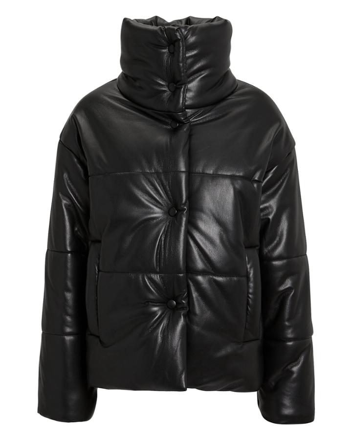 Nanushka Hide Puffer Jacket Black P