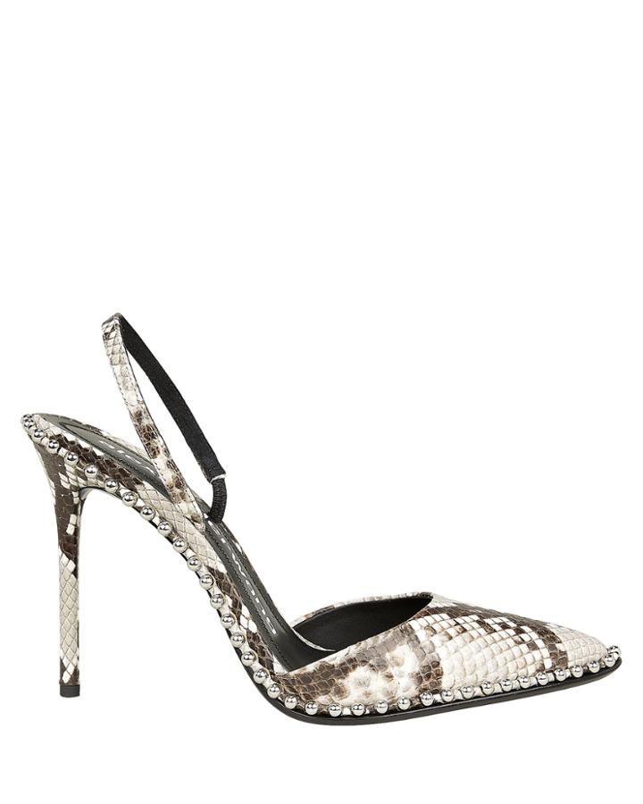 Alexander Wang Rina Pointed Toe Slingback Pumps Black/snakeskin Print 37