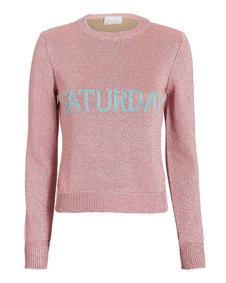 Alberta Ferretti Saturday Lurex Pink Sweater Pink 40