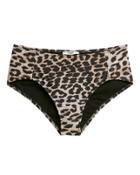 Ganni Leopard High Waist Bikini Bottoms Brown 34
