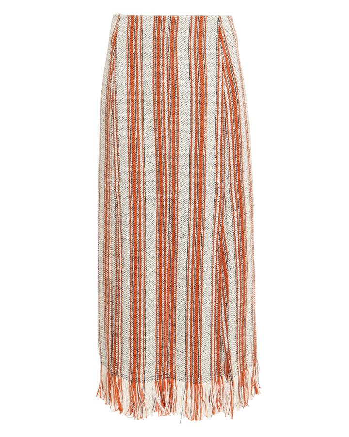 3.1 Phillip Lim Fringed Berber Skirt Orange Stripe Zero