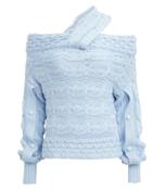 Hellessy Melody Pearl-embellished Sweater Ice Blue P