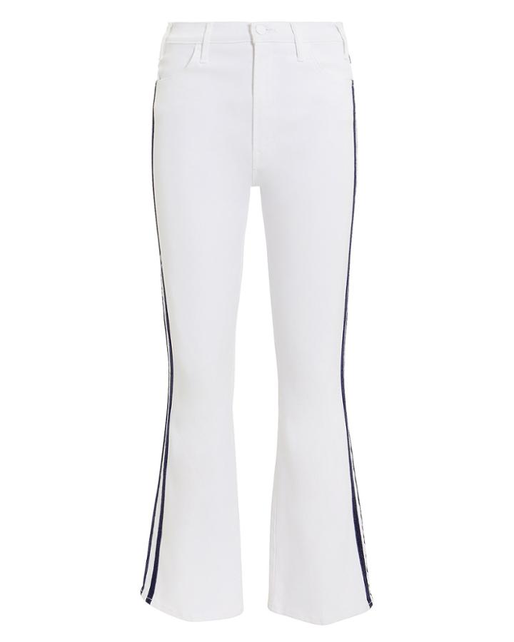 Mother Hustler White Glitter Race Stripe Jeans White Denim/navy 24