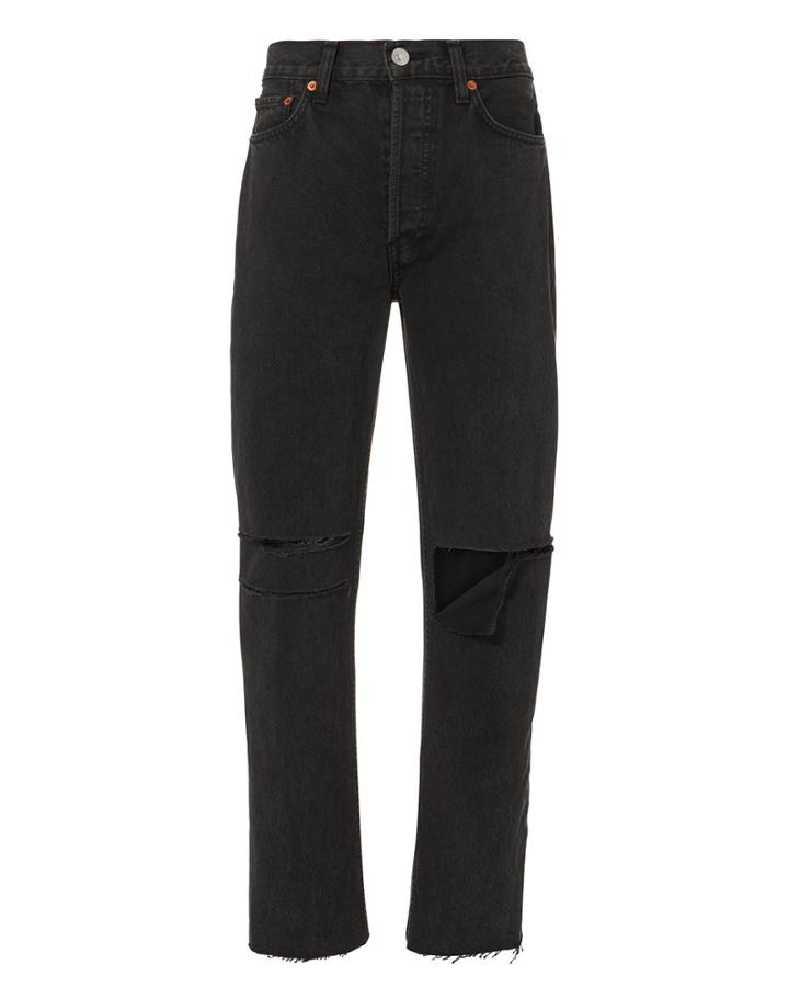 Re/done Black Originals Stove Pipe Ripped Jeans Black 26
