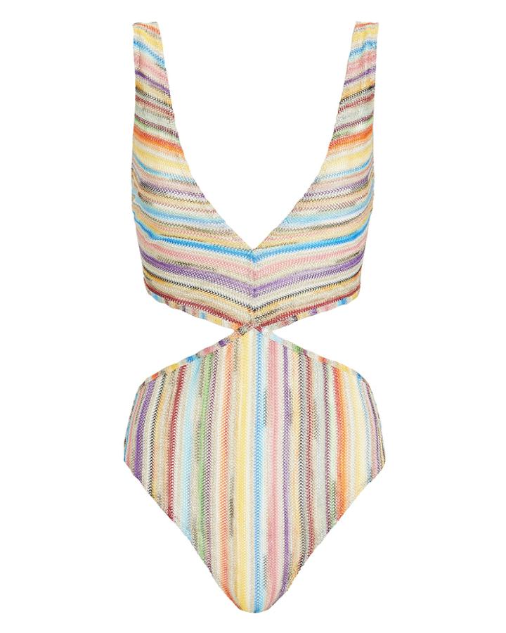 Missoni Mare Rainbow Cutout One Piece Swimsuit Rainbow/stripes 38