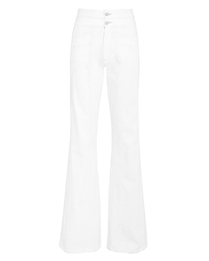 Veronica Beard Farrah Wide Leg Jeans White Denim 30