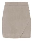 Michelle Mason Suede Wrap Front Mini Skirt